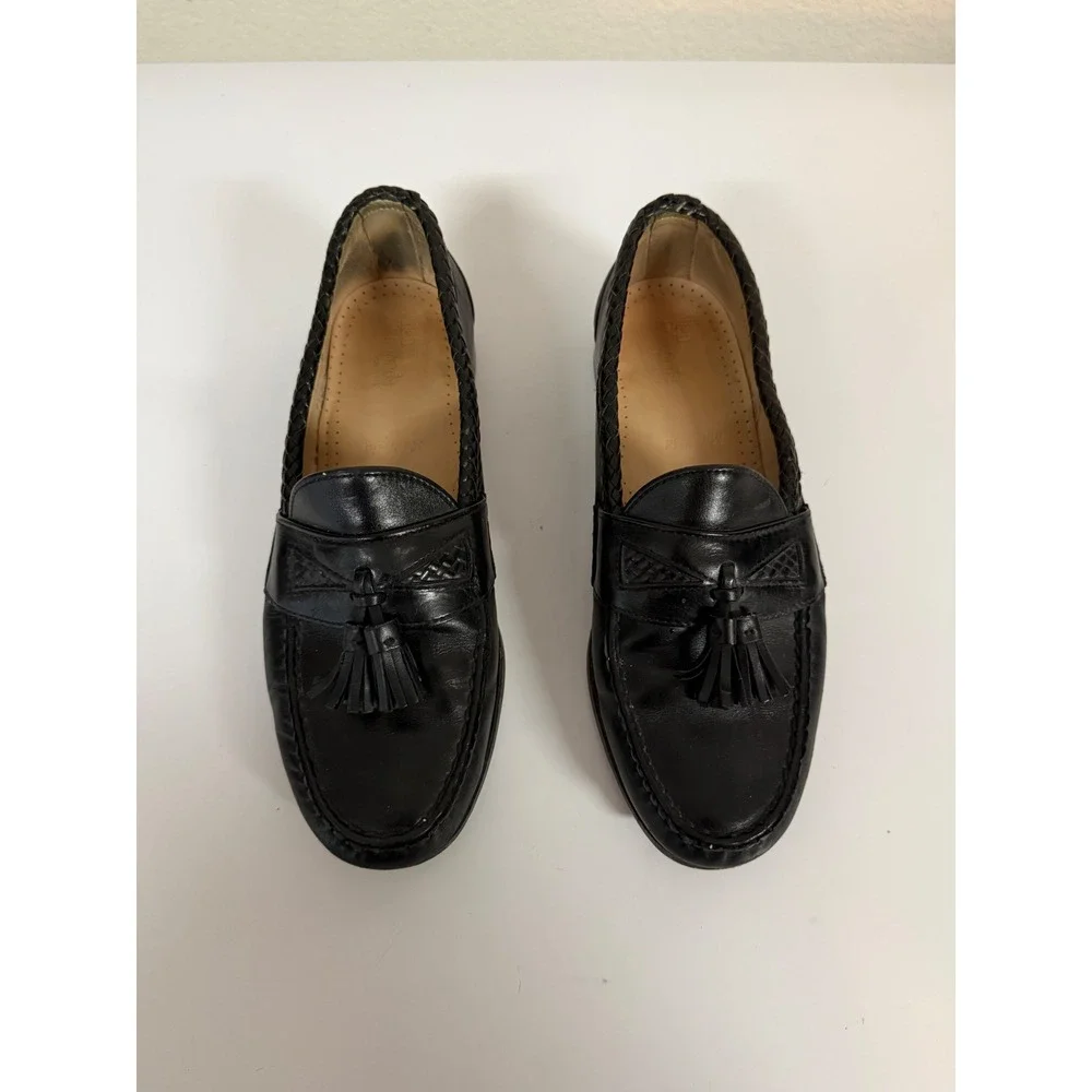 Allen Edmonds Maxfield Black Leather Tassel Braided Loafers Mens 9 D 47741